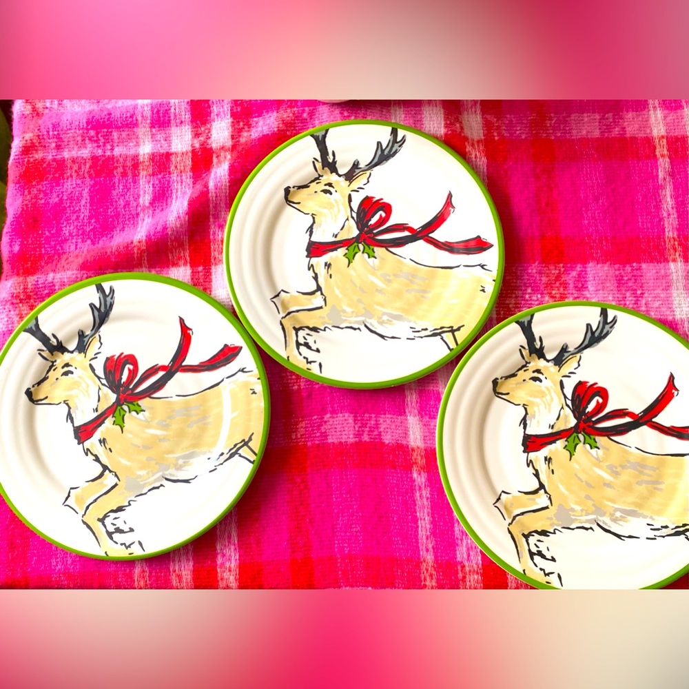 - 3 Piece Melamine Deer Plates 10.5”